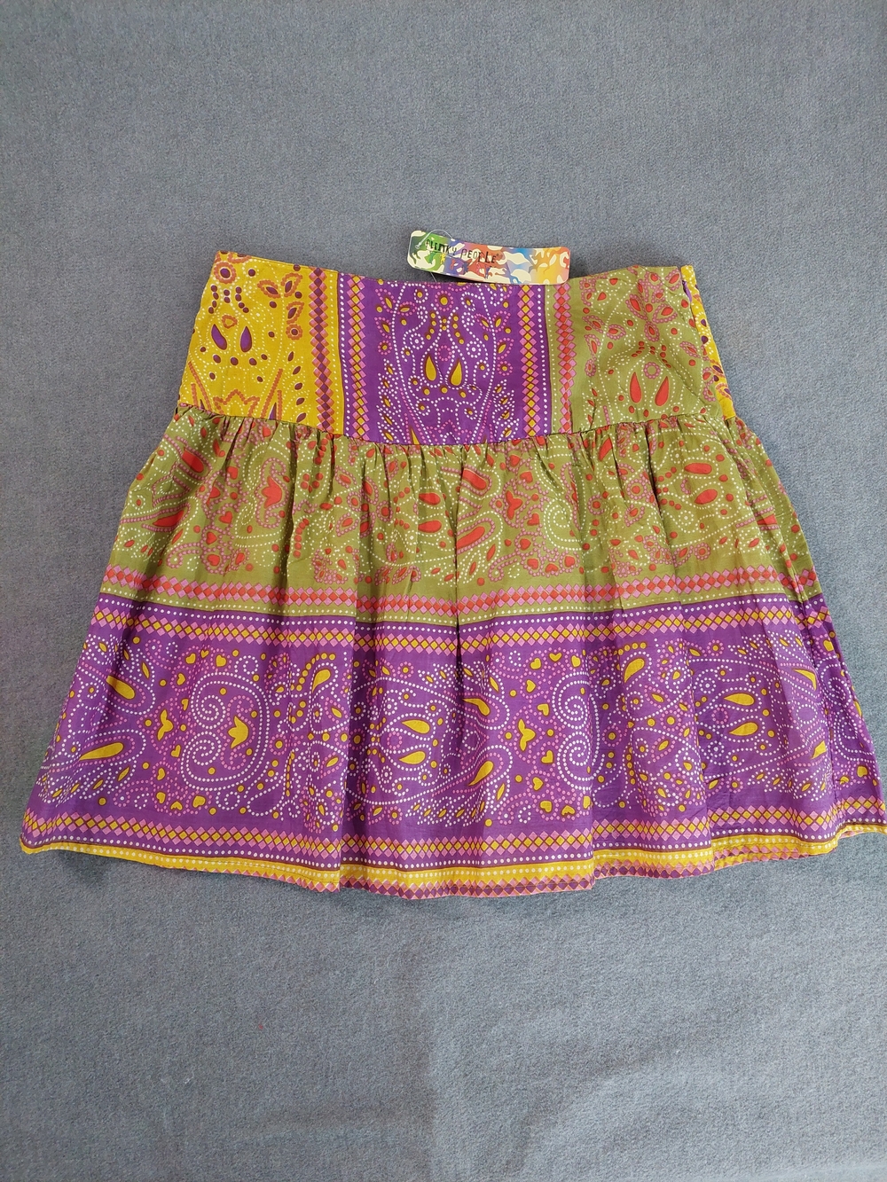 NWT Funky People Boho Paisley Cotton Mini Skirt Festival M - Picture 2 of 11